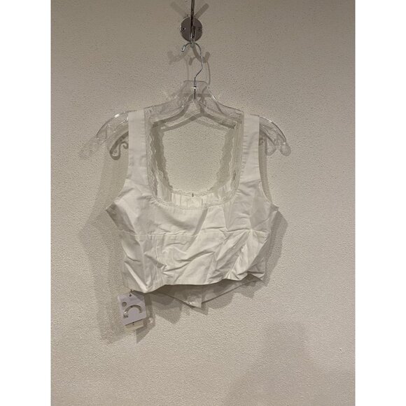 Commense Corset Top Womens Large White Button Front Lace Trim Cropped Bustier - Picture 5 of 5